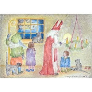 Sint Nicolaas steekt de Adventskaars aan
